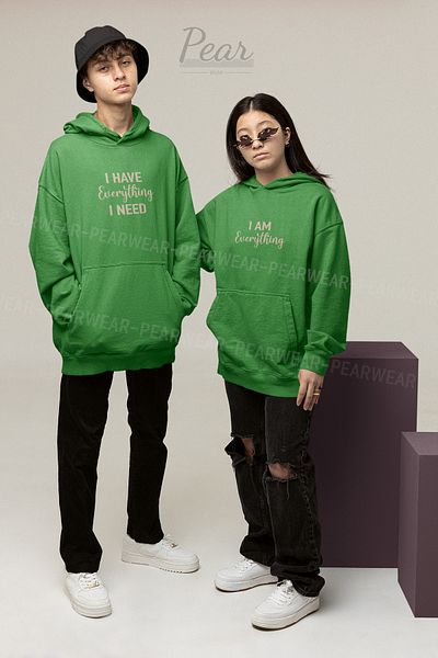 Pear Wear Φούτερ για ζευγάρια με στάμπα παντού Unisex Oversize Lover Team Hoodie