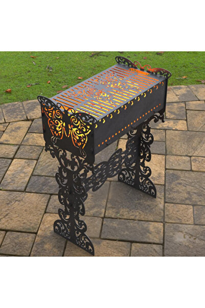 ARVALLI Kelebek Desenli Portatif Bahçe Mangalı