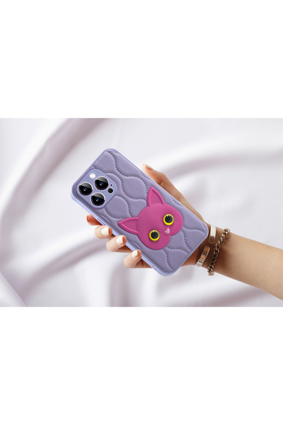 pengraph design for idea iPhone 14 Pro Max Premium Leather Silicone Case with Cat Emoji