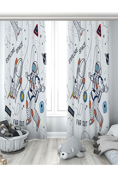 Evperest Astronaut Biplane Background Curtain EPP108