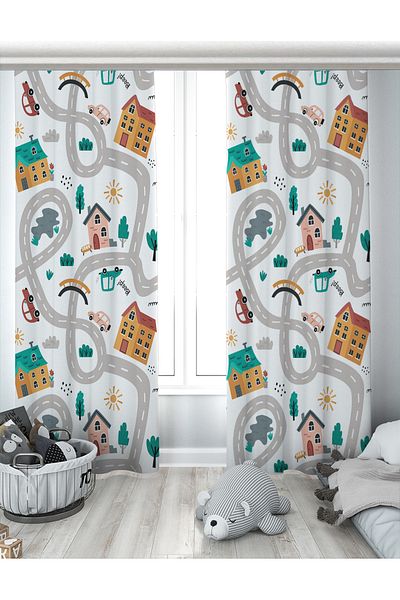Evperest City Themed Way Double Winged Background Curtain EPP137