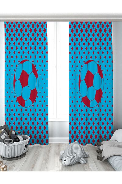 Evperest Burgundy Blue Fan Double Winged Background Curtain EPP136