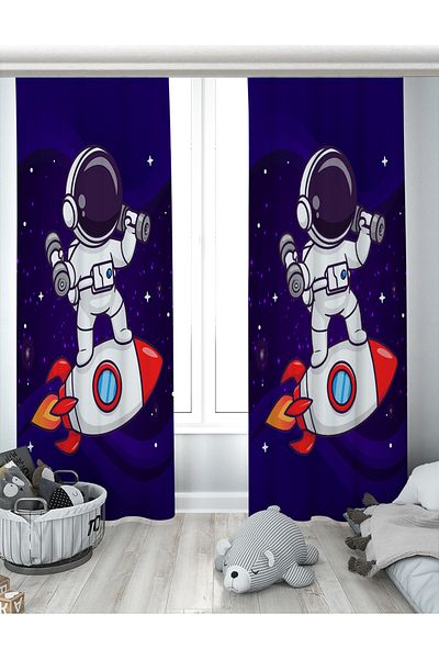Evperest Astronaut Biplane Background Curtain EPP131