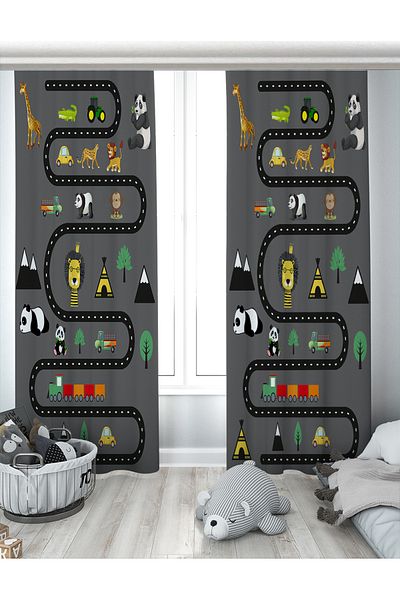 Evperest Animals Themed Way Double Winged Background Curtain EPP146