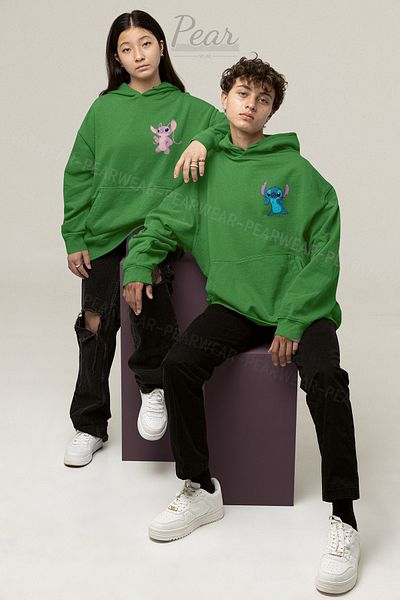 Pear Wear Φούτερ για ζευγάρι με στάμπα Lilo Stitch Unisex Oversize Lover Team Hoodie