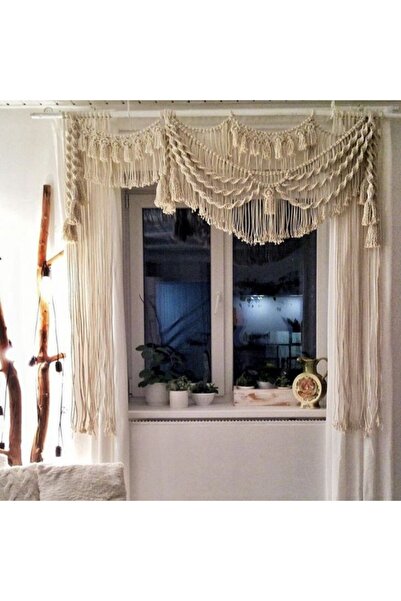 EdaTasarım Asimetrik Makrome Kapı Perdesi Fon Perde