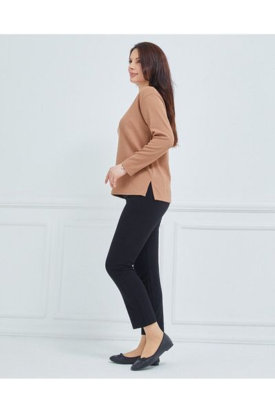 Fresh&Moda Γυναικεία Χειμερινή Casual Mother χτενισμένη βαμβακερή μπλούζα