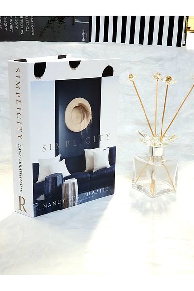 Saccura Decor Decorative Box, Simplicity Dark Blue Color Decorative Book Box