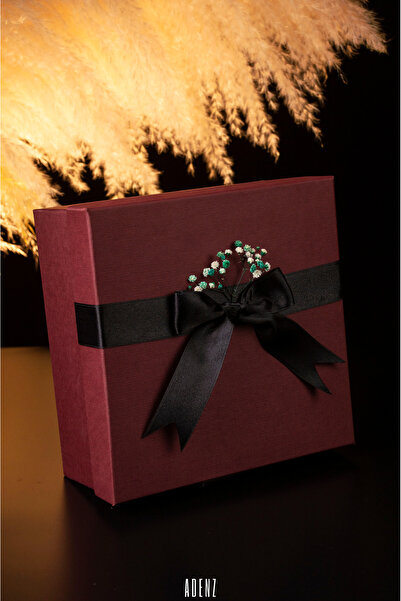 ADENZ Hediye Kutusu - Kırpık Kağıt - 1 Sınıf Saten Kurdele- Kuru Çiçek Süslem...