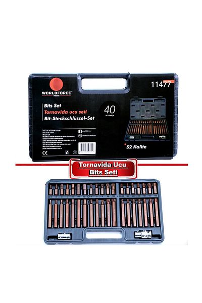 Worldforce 40 Pieces Torx Bit Set Magnetized S2 Steel Material Professional 3/8" 1/2" Torx Set