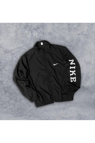 Tarz Yeri Digital Printed Windbreaker - Black