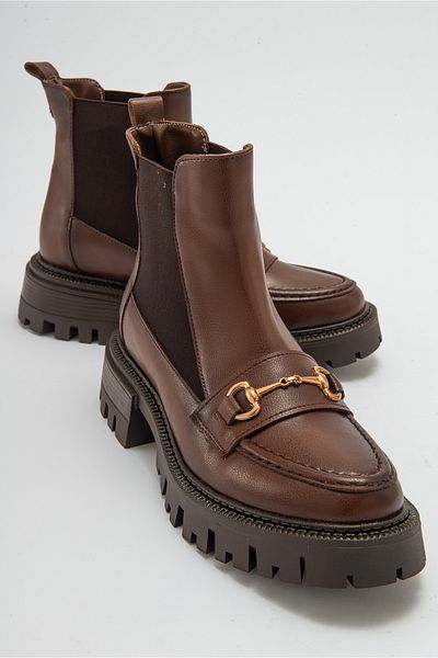 LuviShoes Жіночі черевики челсі VESPER з коричневою пряжкою