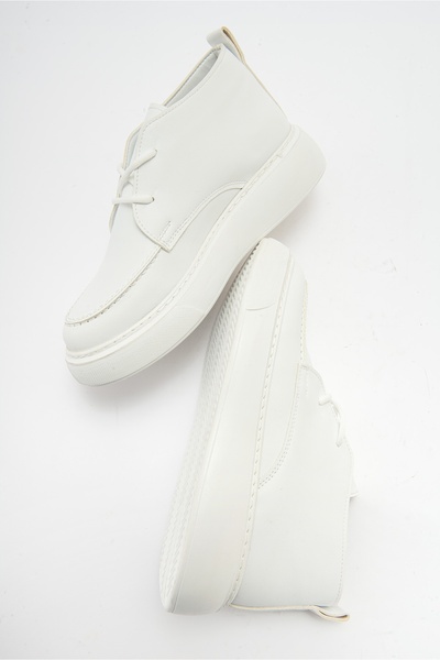 LuviShoes VALVE Beyaz Cilt Kadın Bot