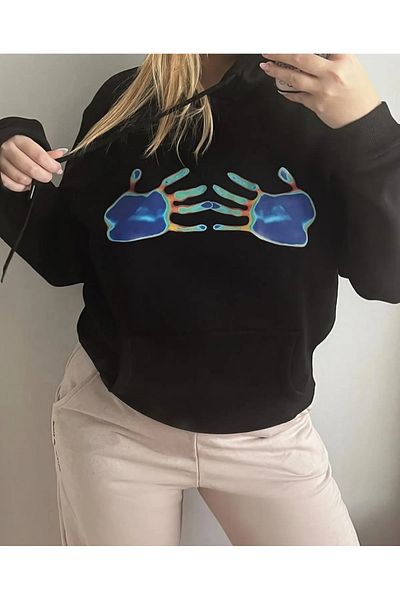 Gofeel Y2k Vintage Cyber ​​Handprint Hoodie Sweetshirt - GF