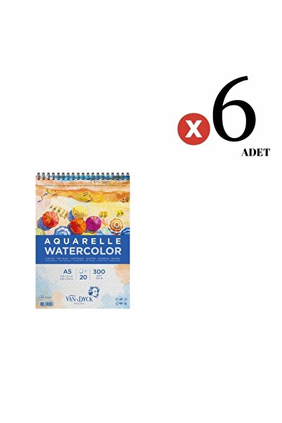Van Dyck Aquarelle Watercolor Suluboya Blok A5 300gr 20 Yaprak 6 Adet Set