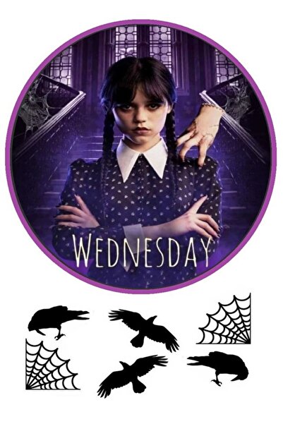 hediyehobihersey Wednesday Adams Yenilebilir Pasta Kurabiye Şeker Hamuru Kağı...
