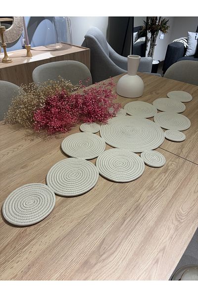 MaVaux Mars Modern Natural Jute, Μοτίβο, Ψάθινο, American Service, Τραπέζι, Τραπεζάκι σαλονιού Runner. 45 x 120