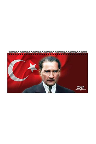 KESKİN COLOR Keskin Color 2024 Spiralli Haftalık Masa Ajandası Atatürk 16 x 33.5 CM