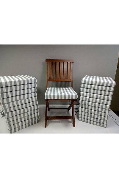 DÜŞLER EV TEKSTİLİ 40*40 Gray Striped Chair Cushion