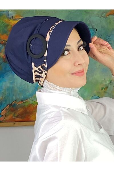 BUTİKAMBAR Nazli Model Buckle Leopard Hijab Hat