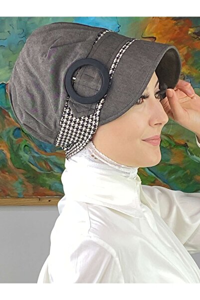 BUTİKAMBAR Nazlı model veliki crni i krem kazajakli hidžab šešir sa kopčom an...