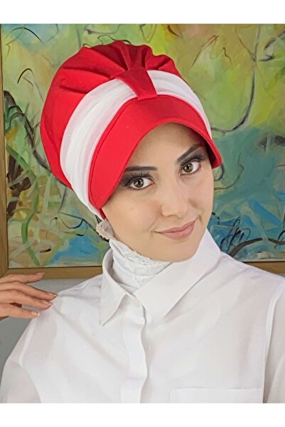 BUTİKAMBAR Velcro White Chiffon Scarf Hat