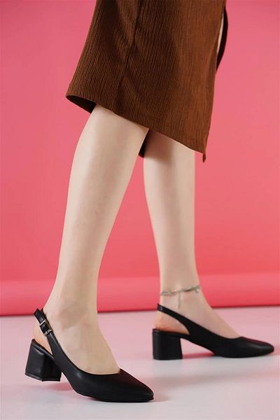 KAFKASLAR AYAKKABI Open Back Thick Heeled Casual Wedding Evening Dress Shoes