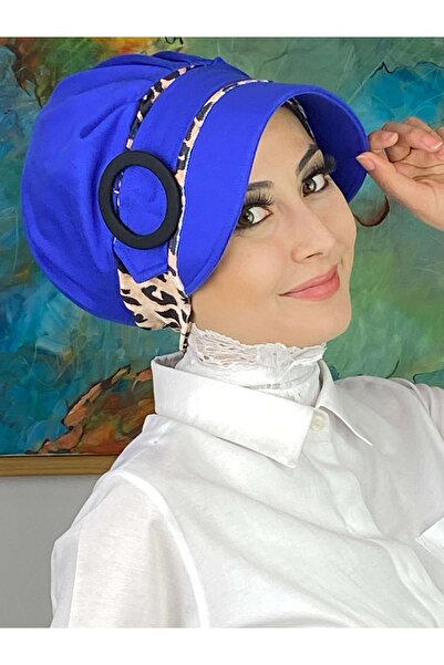 BUTİKAMBAR Nazlı model šešira sa leopardovim hidžabom i kopčom