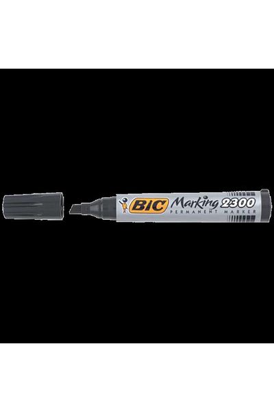 Bic Black Permanent Marker - 2300 Model, Cut End, Pack of 12