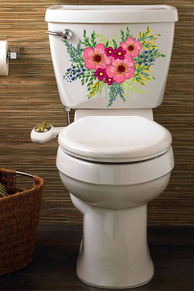 Echo Home Wild Flowers Toilet Seat Sticker Decorative Bathroom Sticker