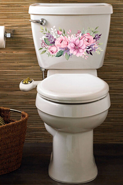 Echo Home Soft Renki Sulu Boua Mor Pembe Güller Klozet Sticker Banyo Sticker