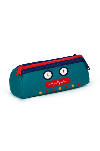 Yaygan Coral High Kids Robot Patterned Three Compartment Pencil Bag 22324