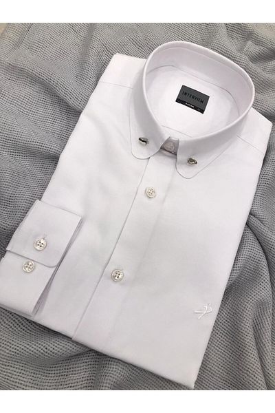 Sarar Cămașă albă INTERVIEW WOVEN GULER NEEDLE SLIM FIT