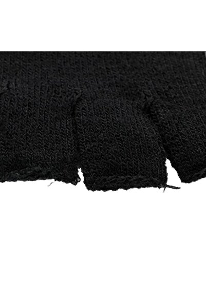 Touz Burning Heart Printed Unisex Black Cut-Out Double Gloves