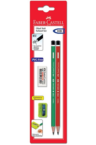 Faber Castell Faber-Castell Bls. Okul Seti (2 Mercanlı Kurşun Kalem+Silgi+Kal...