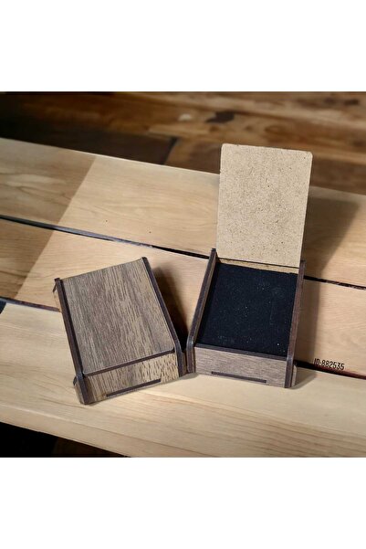 Hediye Kutusu Süngerli Ahşap Hediye Kutusu - Takı Kolye Bileklik Uyumlu 7X5X3 CM