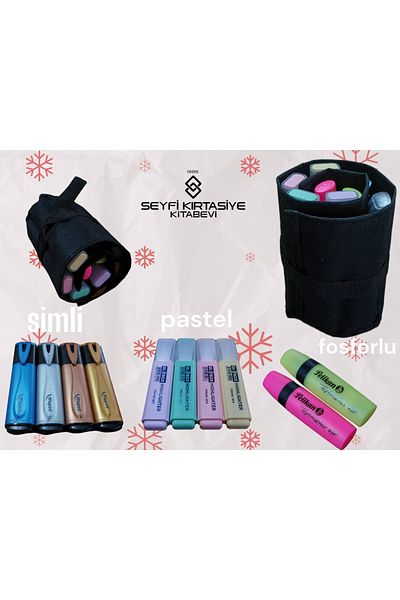 SEYFİKİRTASİYE 10-Piece Highlighter Marker Set 4 SIMPLE 4 PASTEL 2 Vibrant Colors ROLLER PEN HOLDER WITH GIFT ***