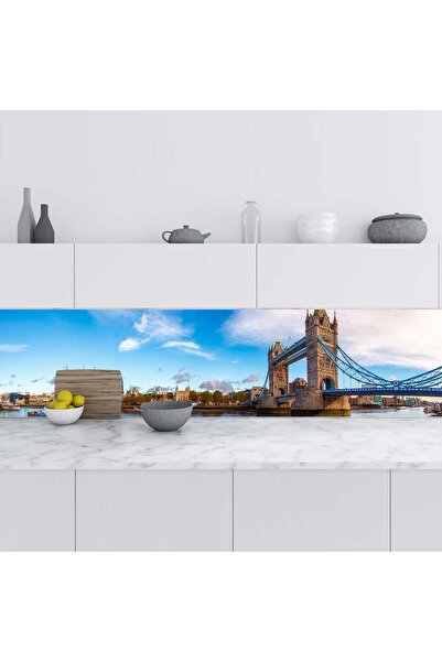 StickerArt Mutfak Tezgah Arası Folyo Fayans Kaplama Folyosu Londra Silüet