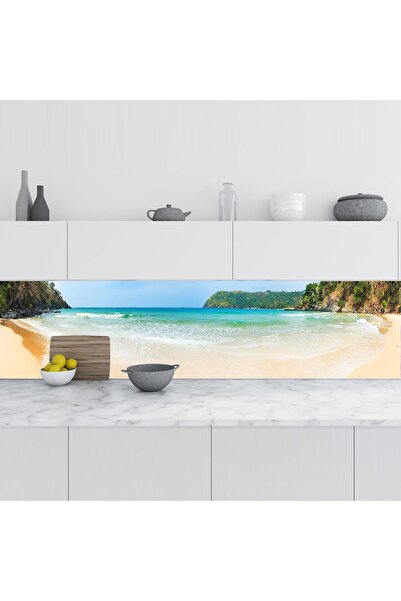StickerArt Mutfak Tezgah Arası Folyo Fayans Kaplama Folyosu Plaj Manzara