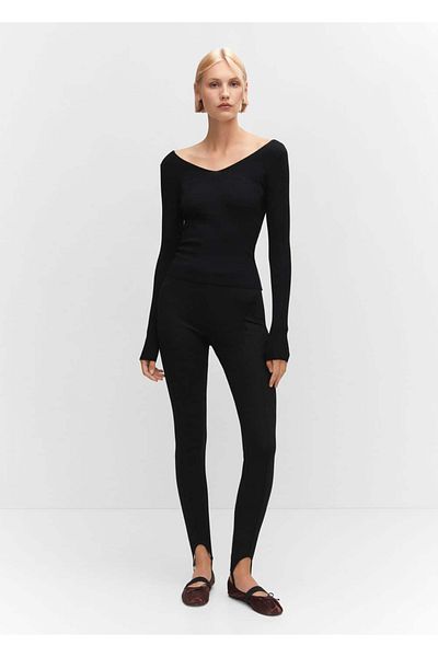 MANGO Woman Rippenpullover mit tiefem Rückenausschnitt
