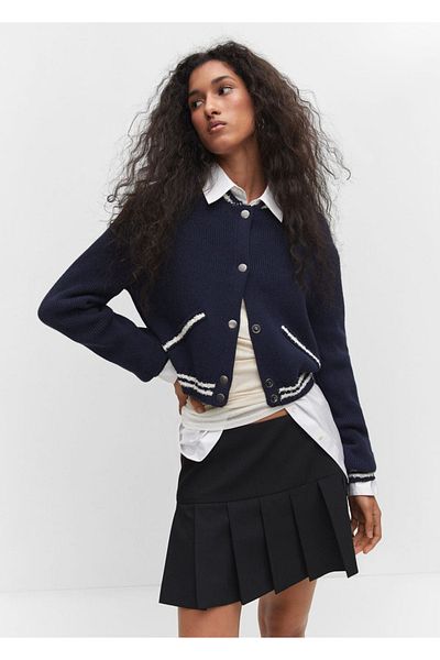MANGO Woman Contrast striped cardigan