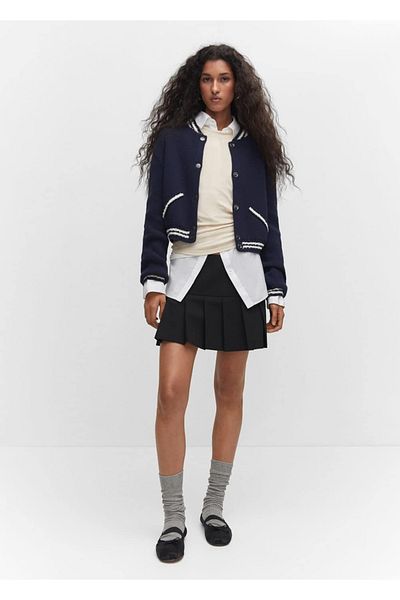 MANGO Woman Contrast striped cardigan