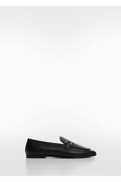 MANGO Woman Loafer din piele - Detaliat metalic