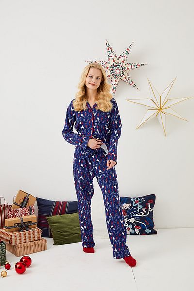 ENNA MODA Set pijamale premium din țesătură bumbac 100% sezon nou, set pijamale de Crăciun