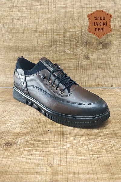 Endurstep Ορθοπεδικά Γνήσιο Δέρμα Ελαστικά Καφέ Casual Ανδρικά Παπούτσια Cas0033