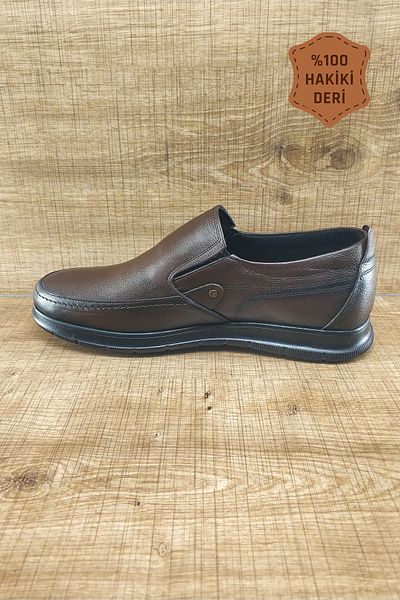 Endurstep Ортопедични мъжки ежедневни обувки без връзки от естествена кожа, цвят кафе, Cas0029