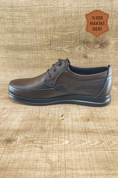 Endurstep Ортопедични мъжки обувки с връзки от естествена кожа, цвят кафе, Cas0032