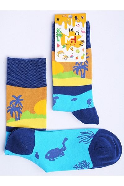 MRHERO 1002 Șosete lungi unisex multicolore din bumbac cu tematică marină Sosete colorate