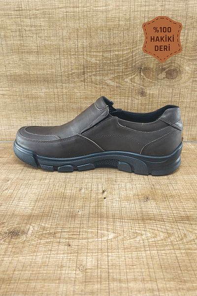 Endurstep Ορθοπεδικά Γνήσιο Δέρμα Χωρίς Κορδόνια Καφέ Casual Ανδρικά Παπούτσια Cas0030