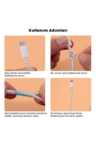WANNA PROTECT Kablonuzu Koruyun: Şarj Aleti Kablosu Spiral Kablo Koruyucu Kablosu Koruyucu Sarma Örgü Kılıfı